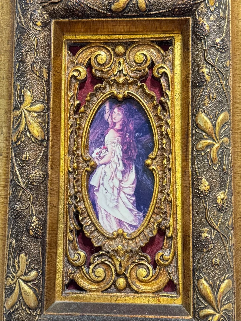 Rare Vintage ORNATE GOLD FRAME OPHELIA BY ARTHUR HUGHES PRINT 15